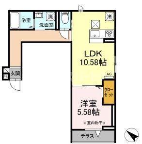 セレスティア東瑞江(1LDK/1階)の間取り写真