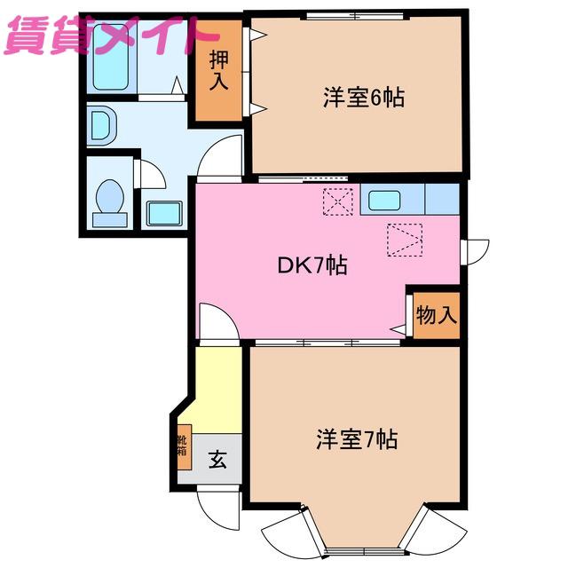 サンヒルズ大谷I(2DK/1階)の間取り写真