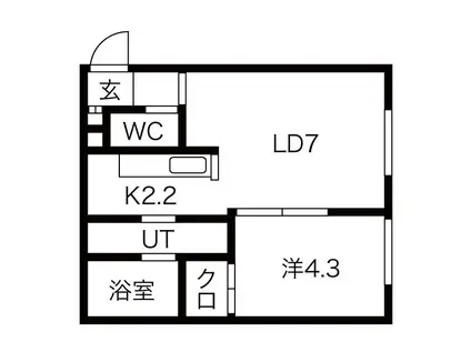 グラード小樽(1LDK/1階)の間取り写真