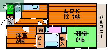 カームネスK(2LDK/2階)の間取り写真