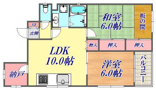 テレアビーテ神戸(2SLDK/2階)の間取り写真