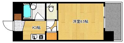 アクアサイドみささ(1K/3階)の間取り写真