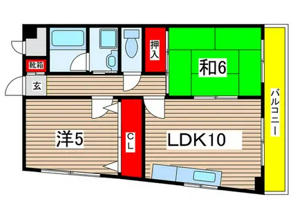 エクセル稲田(2LDK/1階)の間取り写真