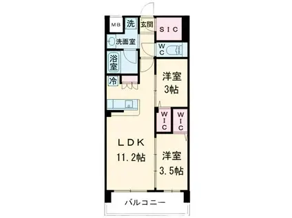 アーバネックス中崎町II(2LDK/5階)の間取り写真