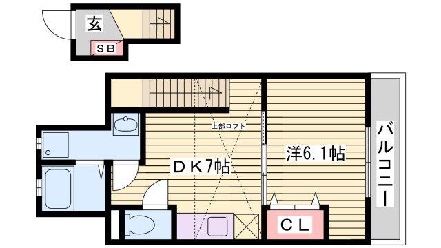 エバーソレーユ(1DK/2階)の間取り写真