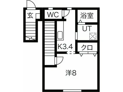 チュテレール(1K/2階)の間取り写真