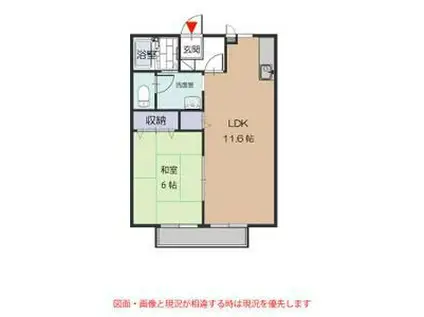 ハウスKIIB棟(1LDK/1階)の間取り写真