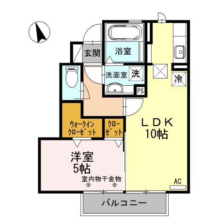 クロスFK(1LDK/1階)の間取り写真