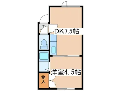 ルコニュー釧路荘(1DK/2階)の間取り写真