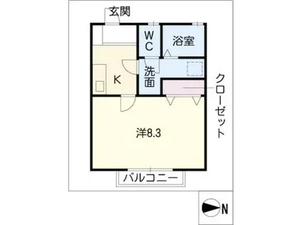 メゾンユリカ(1K/2階)の間取り写真