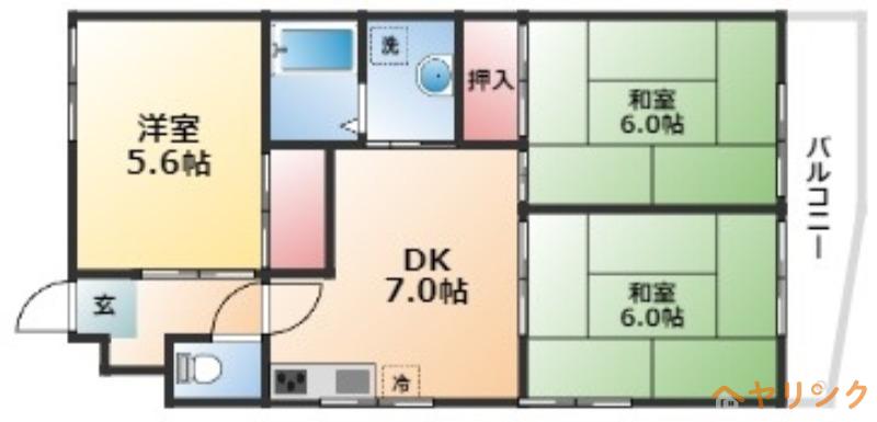 レジデンス井上(3DK/5階)の間取り写真