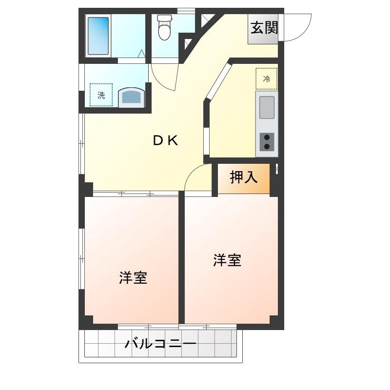 メゾンドナマイ(2DK/1階)の間取り写真