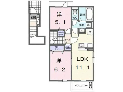 フルール・ド・リス II(2LDK/2階)の間取り写真
