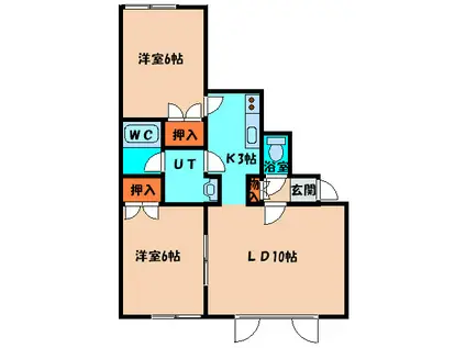 リーブコート(2LDK/2階)の間取り写真