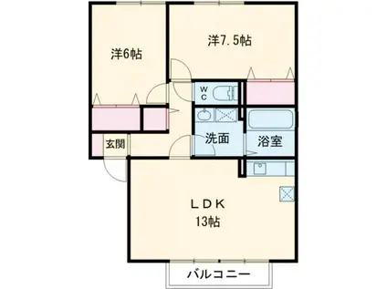 セヴェルSETAII(2LDK/2階)の間取り写真