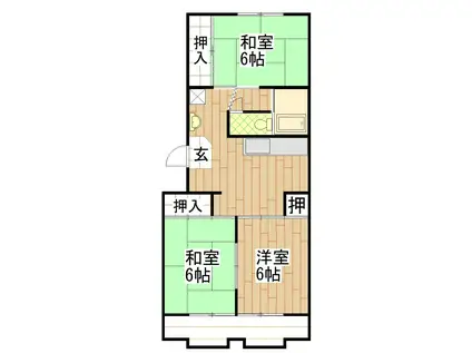 山惣パークレジデンス(3DK/4階)の間取り写真