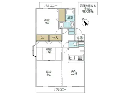 グレイスコートV(3LDK/3階)の間取り写真