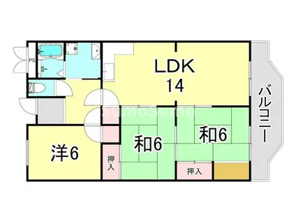 夙川ライムヴィラ(3LDK/2階)の間取り写真