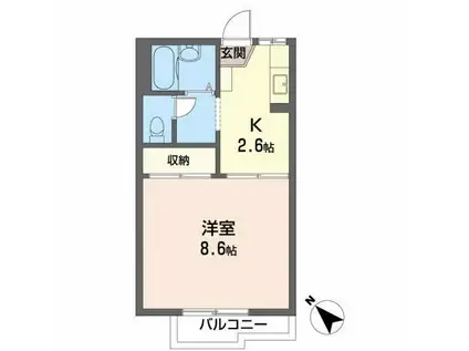 エスポワール八幡I・II(1K/2階)の間取り写真