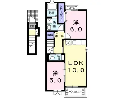 エターナルIII(2LDK/2階)の間取り写真