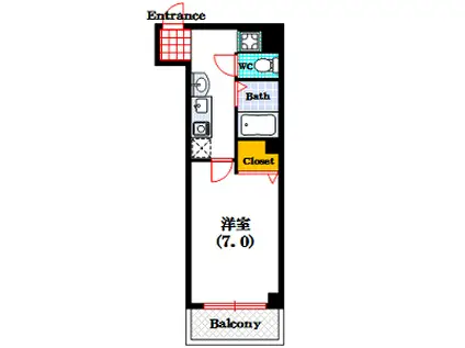 ドエル心斎橋(1K/10階)の間取り写真