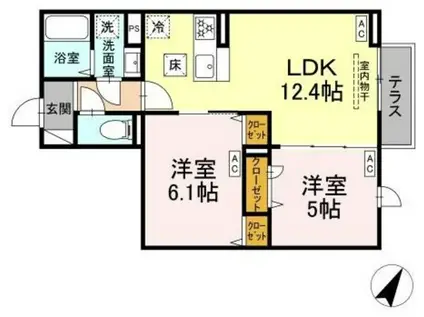 セレスティア白鷺II(2LDK/1階)の間取り写真