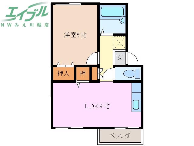 エバーグリーンII(1LDK/2階)の間取り写真