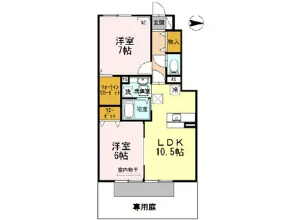 D-ROOM内原(2LDK/1階)の間取り写真