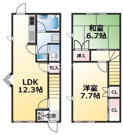 メゾネット名倉III(2LDK/1階)の間取り写真