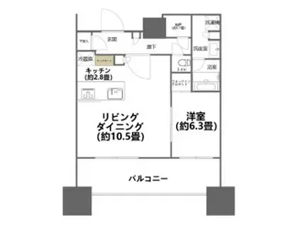 SHIROKANE THE SKY W棟 白金ザ・スカイ西棟(1LDK/8階)の間取り写真
