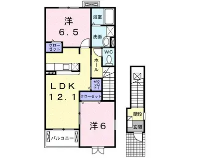エレヴァ―トピアD(2LDK/2階)の間取り写真