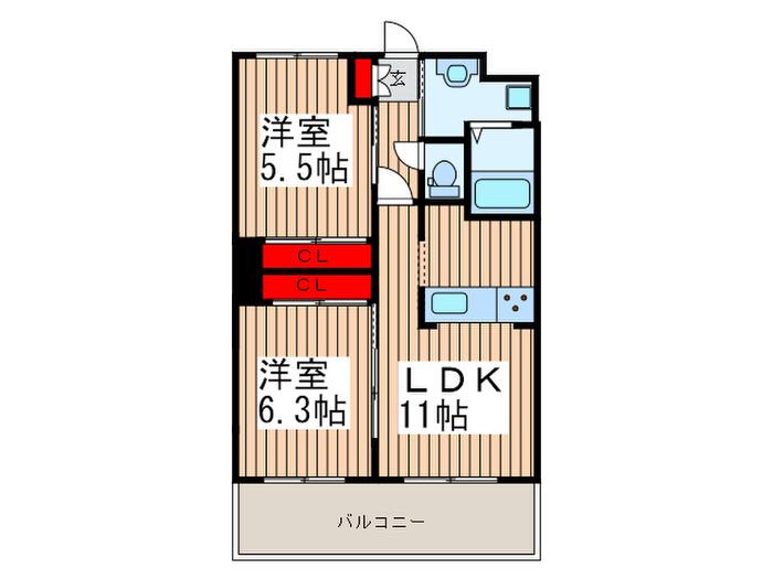 グローリア志木(2LDK/2階)の間取り写真