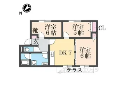 パセオみささぎ A棟(3DK/1階)の間取り写真