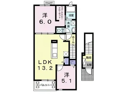 エクセルステージ(2LDK/2階)の間取り写真