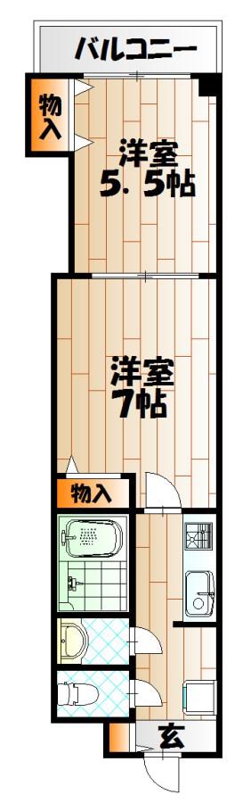 デザイナープリンセス33(2K/6階)の間取り写真