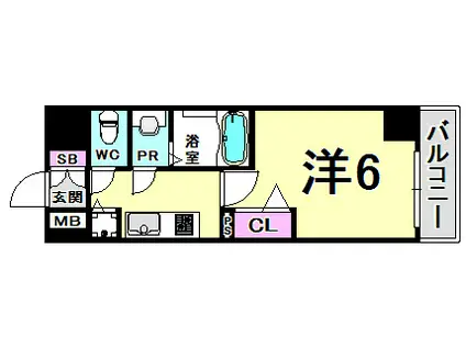 プレサンス三宮エレガンシア(1K/7階)の間取り写真