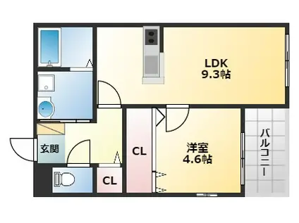 ブルーグラス(1LDK/3階)の間取り写真