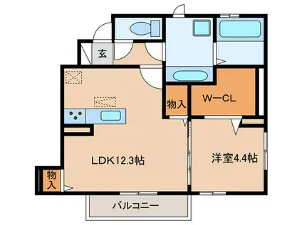 ラフィネ塩浜 B棟(1LDK/1階)の間取り写真