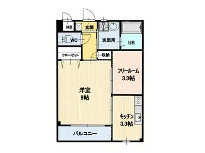 メゾンド・ラレーヌ(1SK/2階)の間取り写真