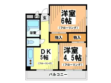 京西マンションビル 弊社管理物件(2DK/2階)の間取り写真