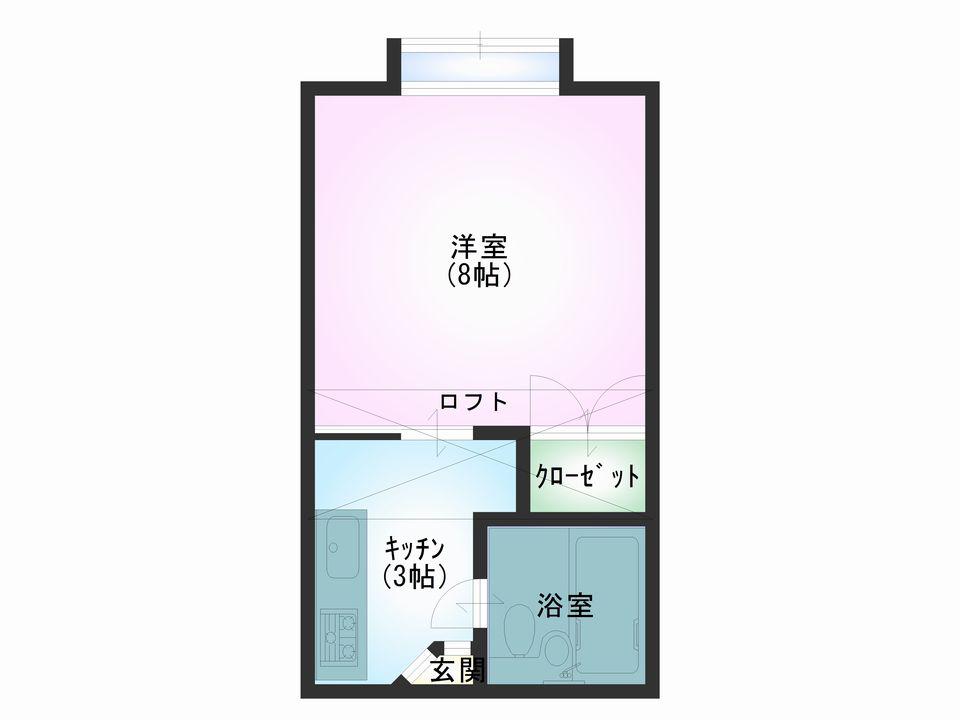 CITYコーポ湊高台(1K/2階)の間取り写真