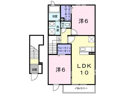 リーシェスII(2LDK/2階)の間取り写真