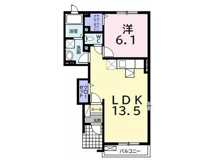 グリーンハウス(1LDK/1階)の間取り写真