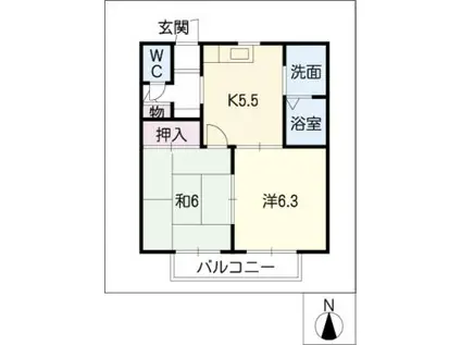 カーサディアス11(2K/1階)の間取り写真