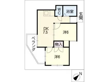 グレイス植田PART2(2DK/4階)の間取り写真