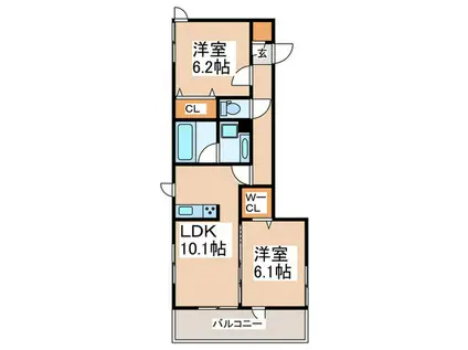 メゾンクレール(2LDK/3階)の間取り写真
