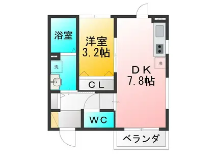 コート西山(1DK/1階)の間取り写真