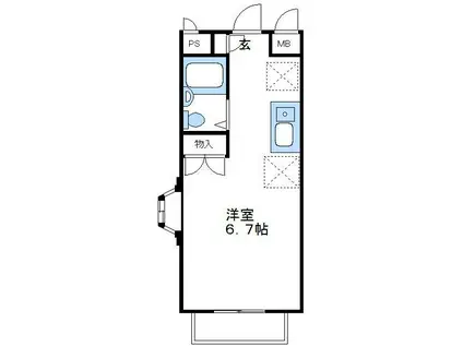 エステートピアシミズ(ワンルーム/2階)の間取り写真