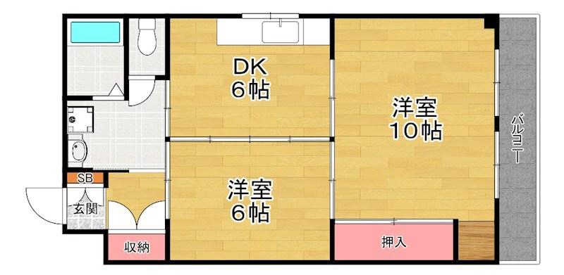 富田マンション(2DK/1階)の間取り写真