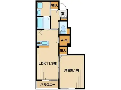 FRANJIA(1LDK/1階)の間取り写真